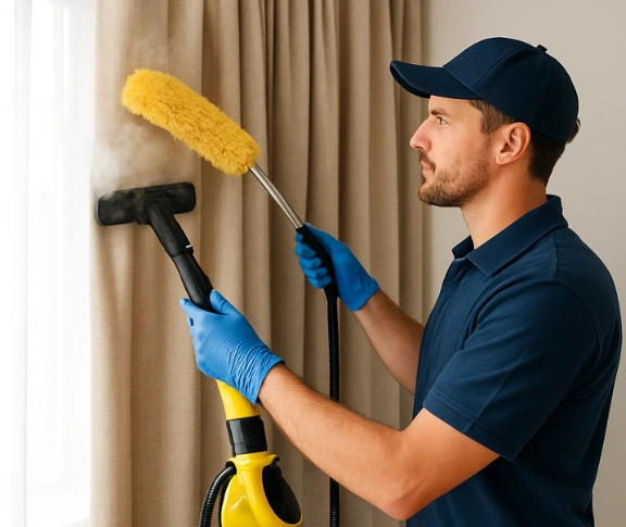 Trusted drapes cleaning technician Matty Curtain Cleaning purga QLD